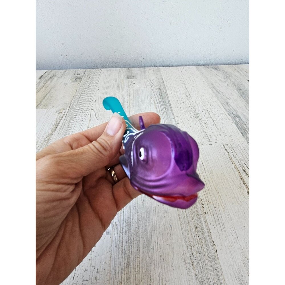 Vintage inge glas fish whale colorful green purple glitter ornament unique Xmas - Picture 3 of 7
